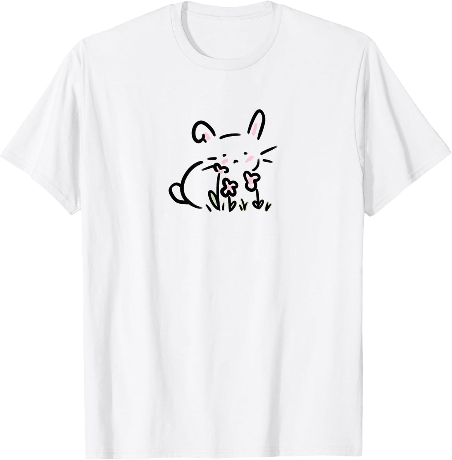 Y2K Cute Kawaii Coquette Bunny and Flowers T-Shirt