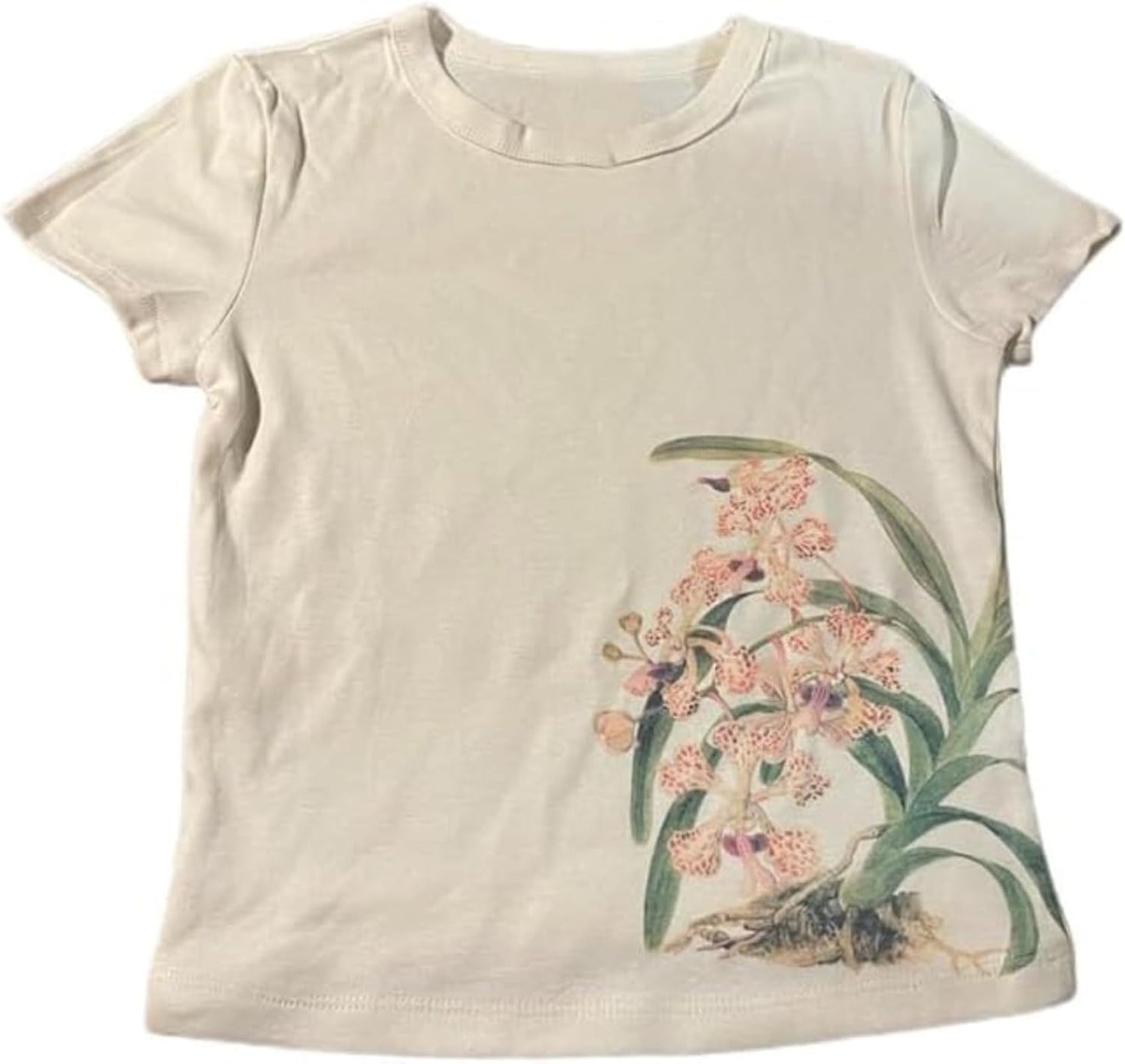 Y2k Graphic Baby Tee Women Floral Print Short Sleeve Emo Shirt Gothic Aesthetic Harajuku Streetwear