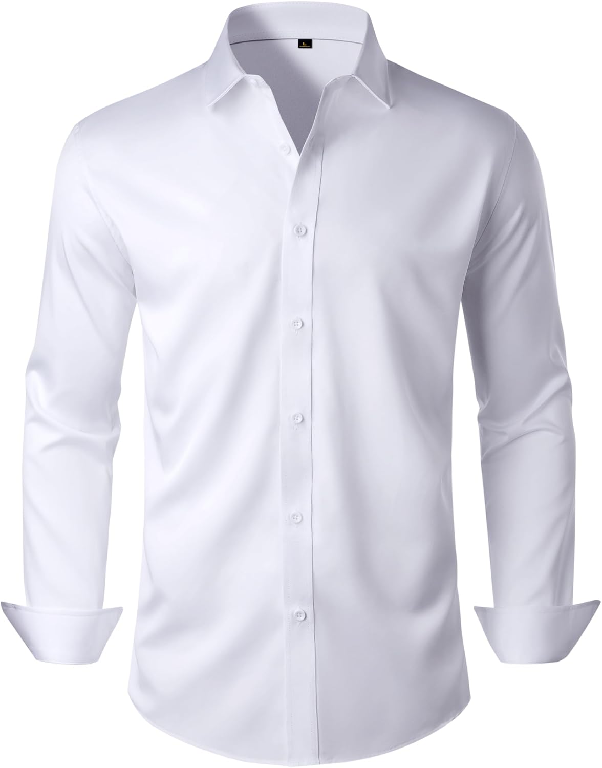 Mens Anti Odor Dress Shirts Long Sleeve Wrinkle Free Stretch Button Down Shirt Business Formal Wedding