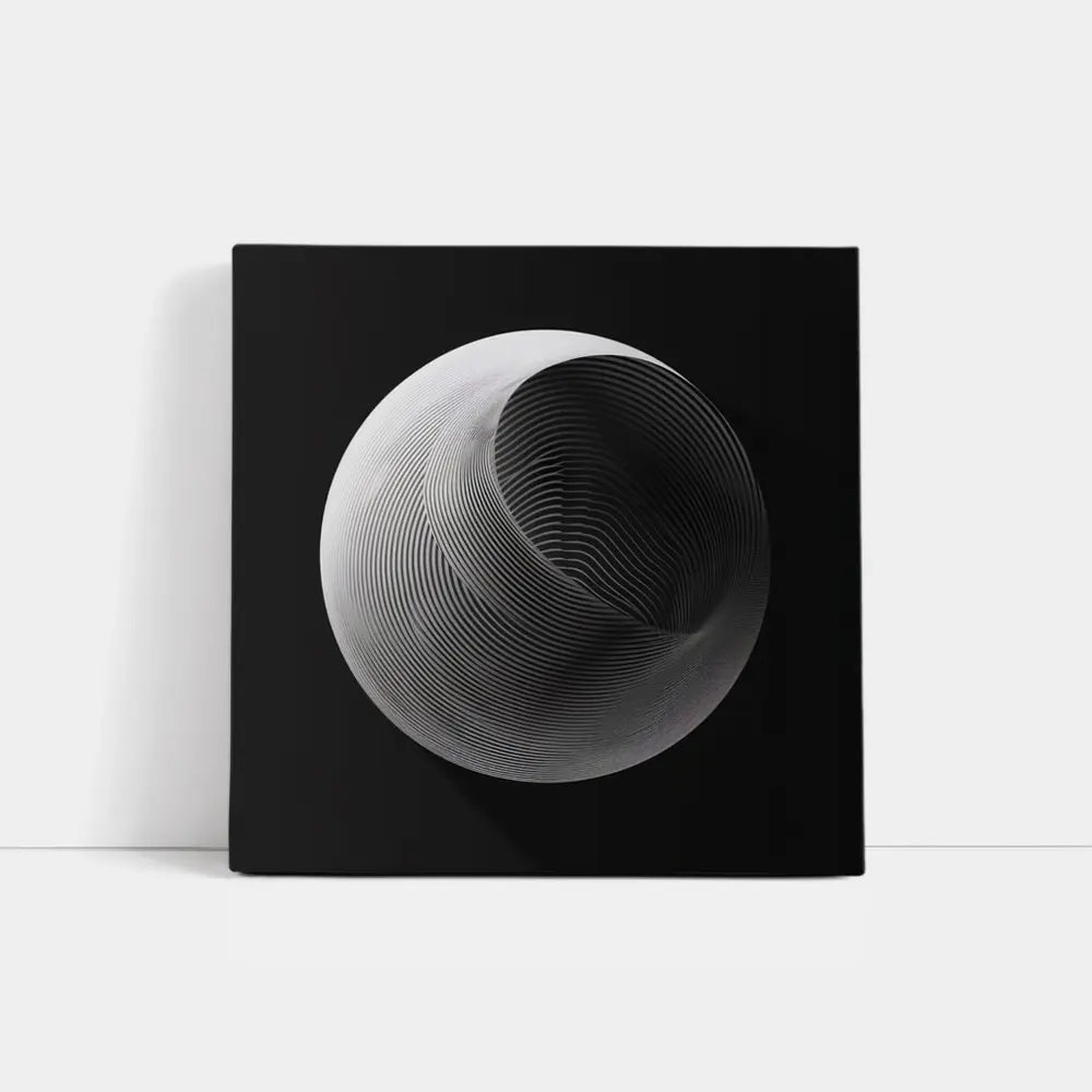 Abstract Sphere Concentric Lines Black Background