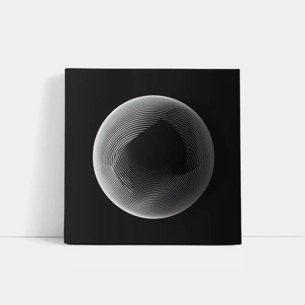 Black White Geometric Sphere Abstract Line Art