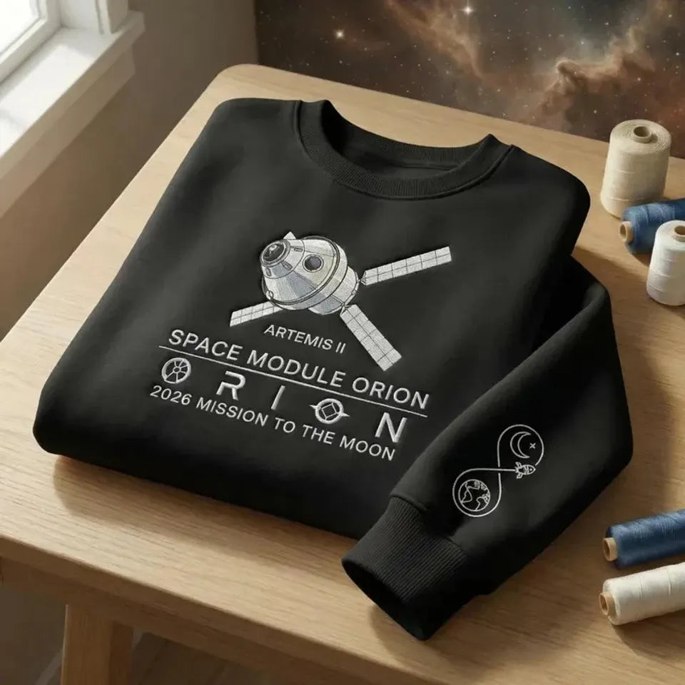 Artemis II Space Module Orion Embroidered Sweatshirt, Lunar Exploration N@SA