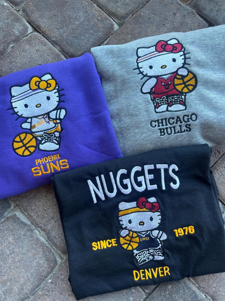 Embroidered Kitty Basketball Sweatshirt