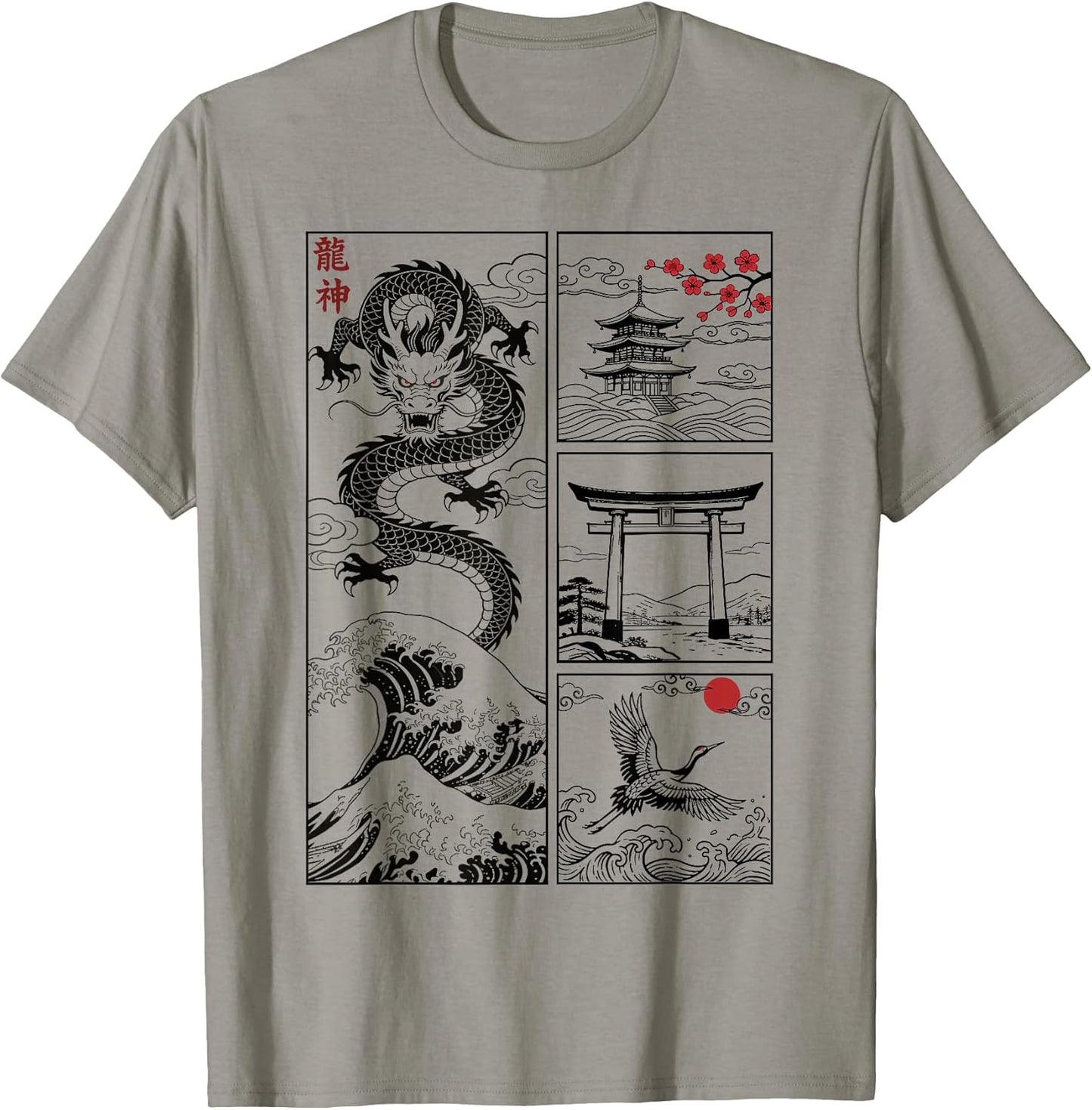 Japanese Dragon Great Wave Off Kanagawa Vintage Japan Art T-Shirt