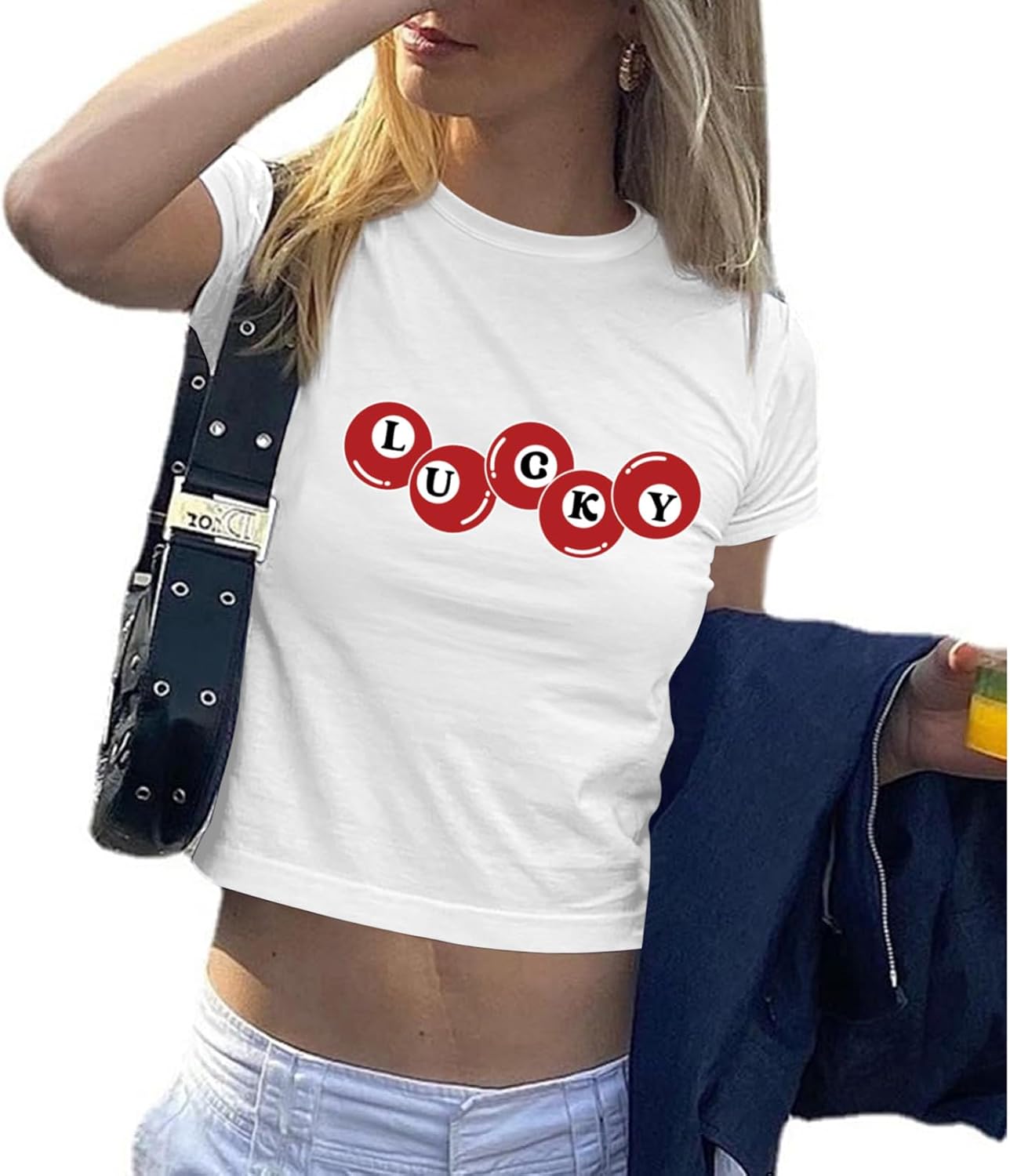Graphic Baby Tees for Women Y2k 8-Ball Shirt Cute Crop Tops for Teen Girls Aesthetic Emo Clothes 2000s Grunge Shirts