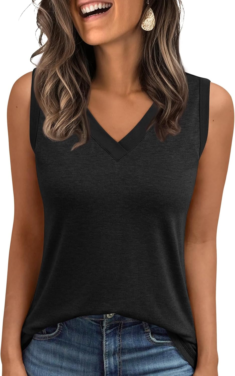 Tank Top Women Summer 2026 Casual Spring V Neck Sleeveless Tee Shirt Basic Trendy Beach Vacation Outfits Clothes