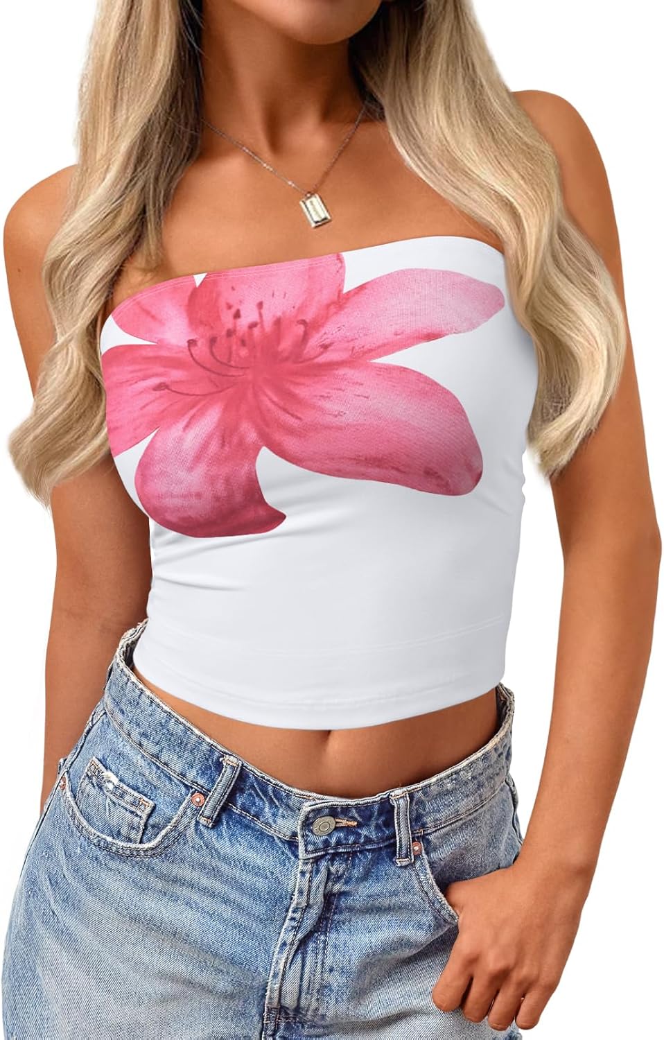 Women's Y2K Tube Tops Butter Soft Non-Slip Strapless Crop Top Stretchy Bandeau Summer Clothes