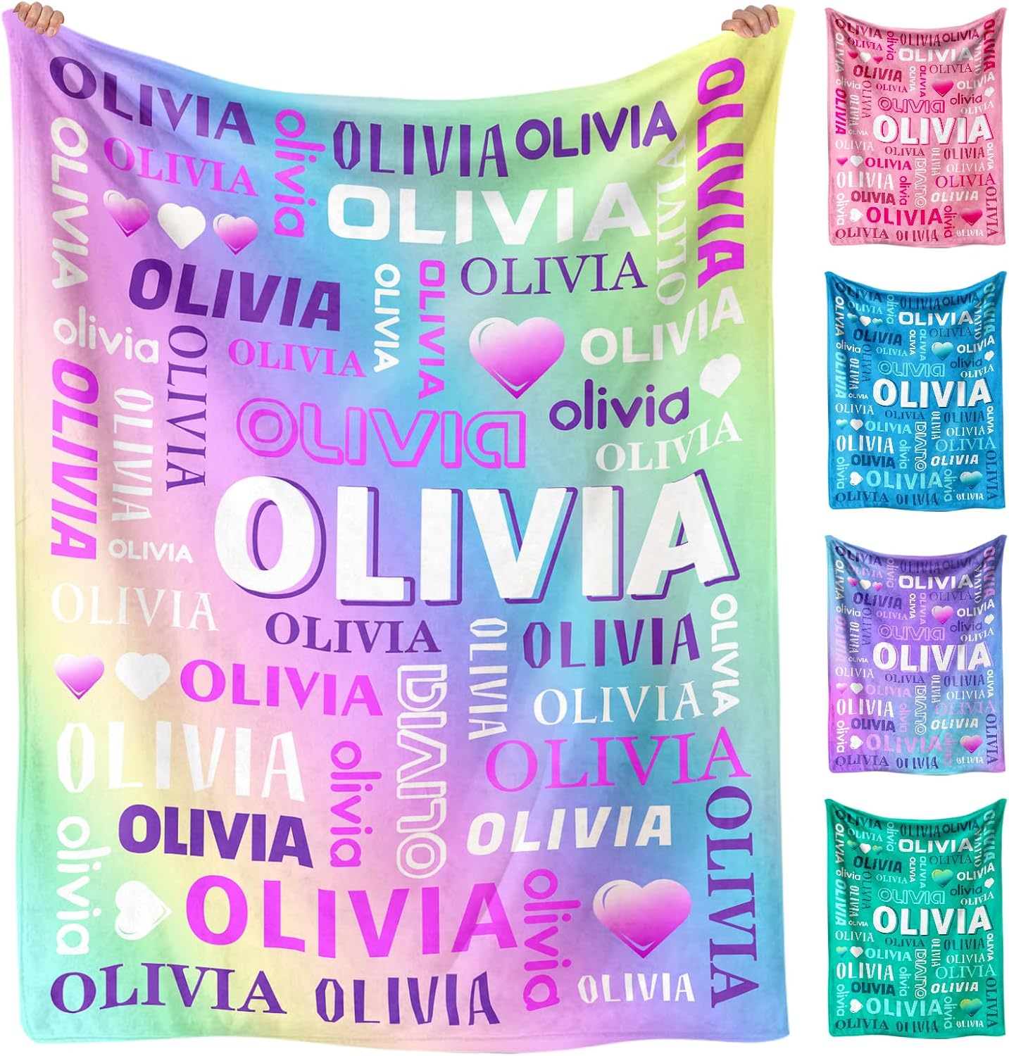 Baosity Ships Next Day, Personalized Baby Blanket, Custom Name Blanket for Kids Babies, Custom Blankets for Girls Boys, Printed in USA, Personalized Easter Birthday Gifts for Girls Baby Newborn