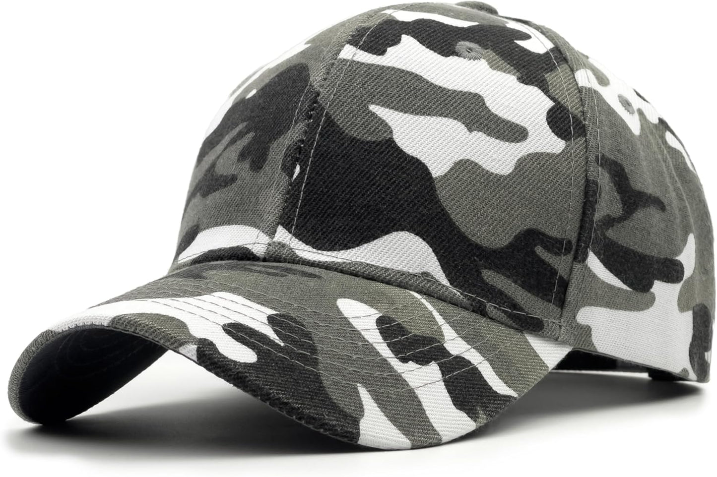 Structured Baseball Cap with Adjustable Closure - Performance Hat for Outdoor Activities and Custom Embroidery (1pc Camo Grey)