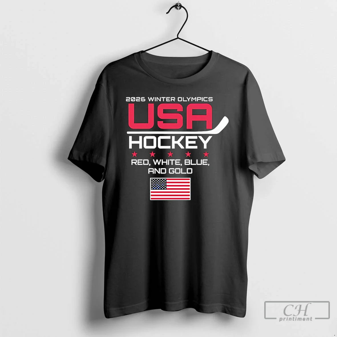 Classic Red White Blue And Gold Usa Hockey 2026 Winter Olympics