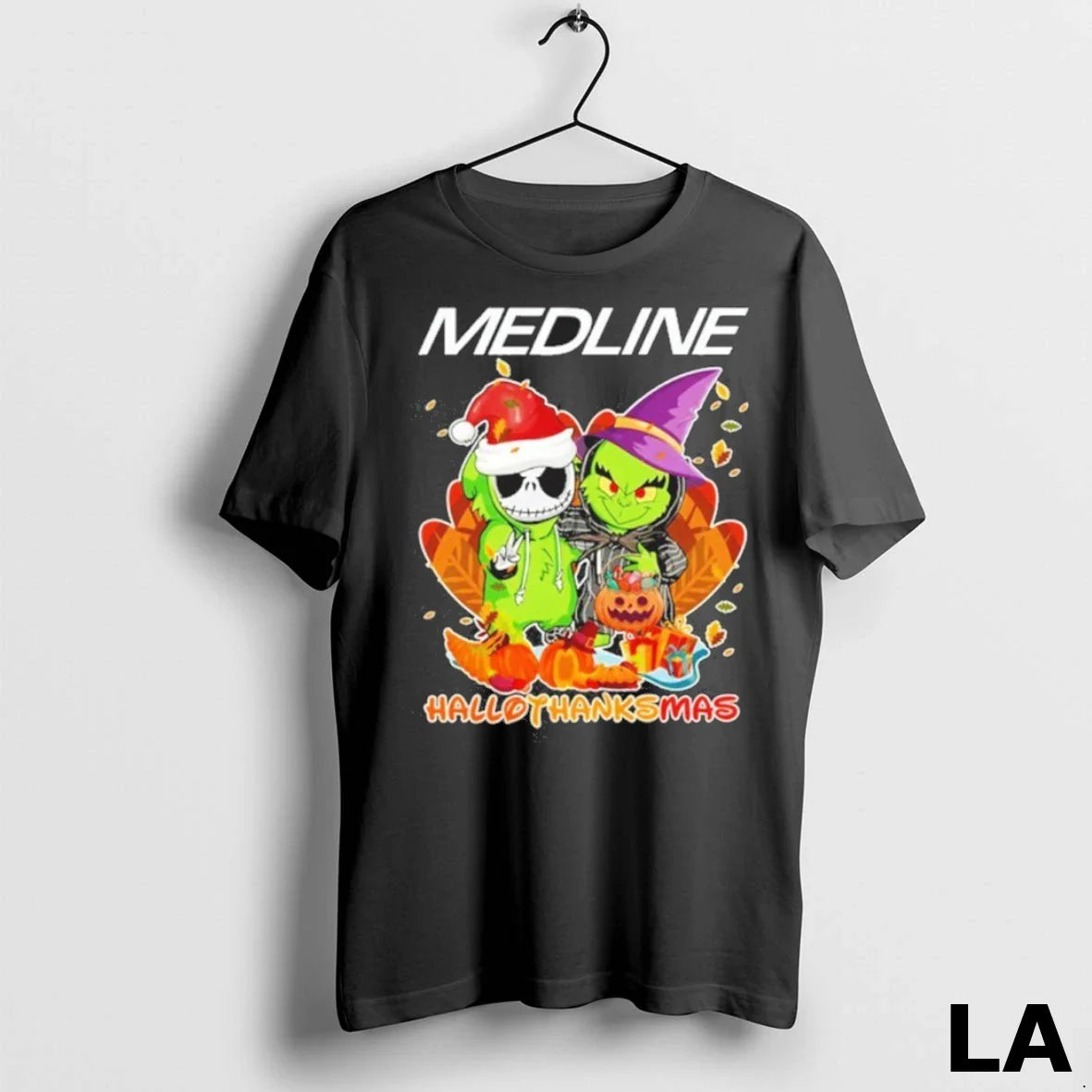 Original The Grinch And Santa Jack Medline Logo Hallothanksmas