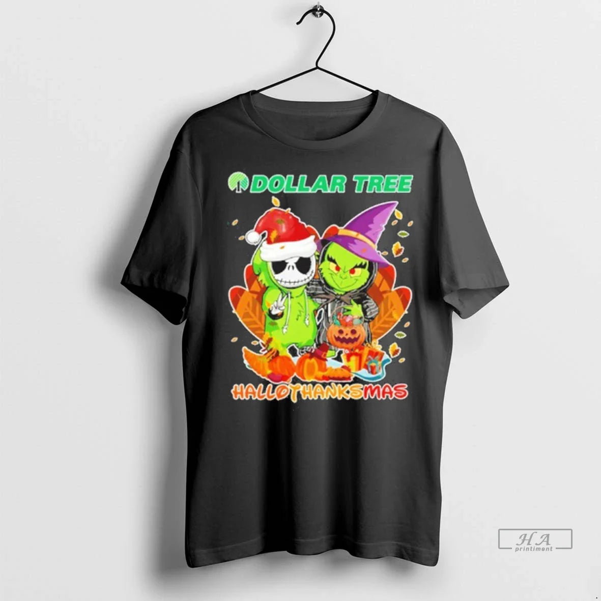 Trendy Officials The Grinch And Santa Jack Dollar Tree Logo Hallothanksmas Shirt Sweater