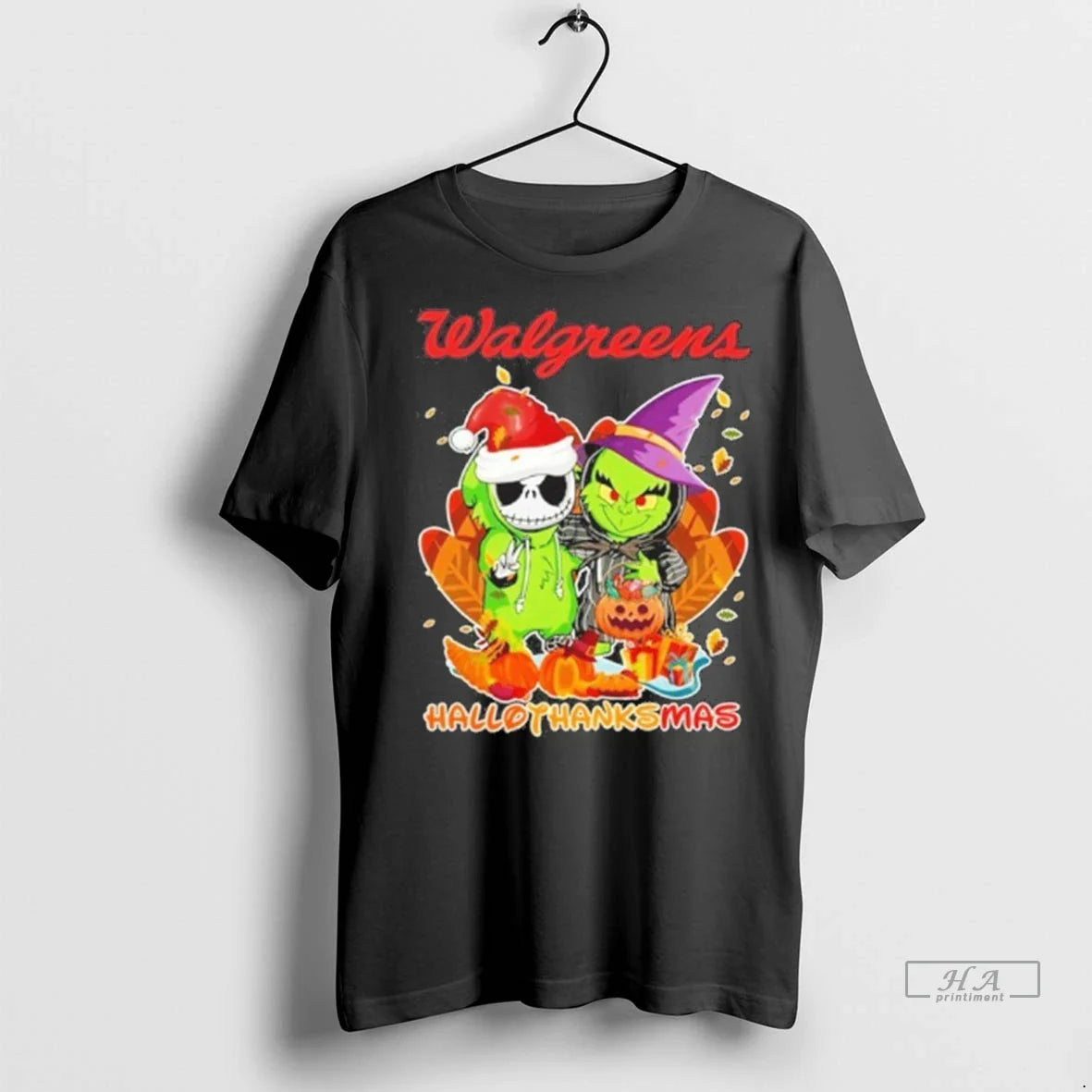Trendy Officials The Grinch And Santa Jack Walgreens Logo Hallothanksmas Shirt Sweater