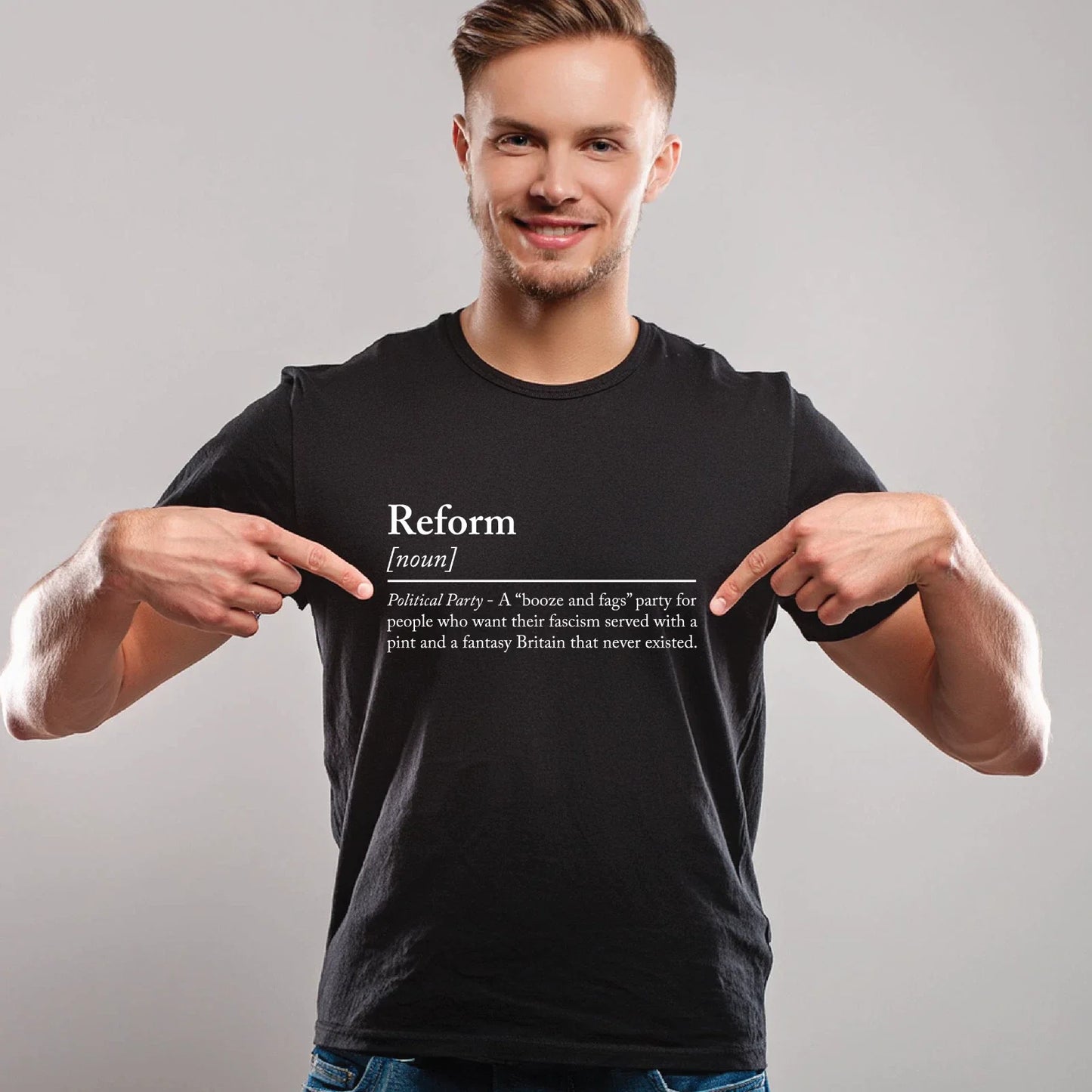 Reform Party funny sarcastic Dictionary Definition T-Shirt | Anti Farage tee