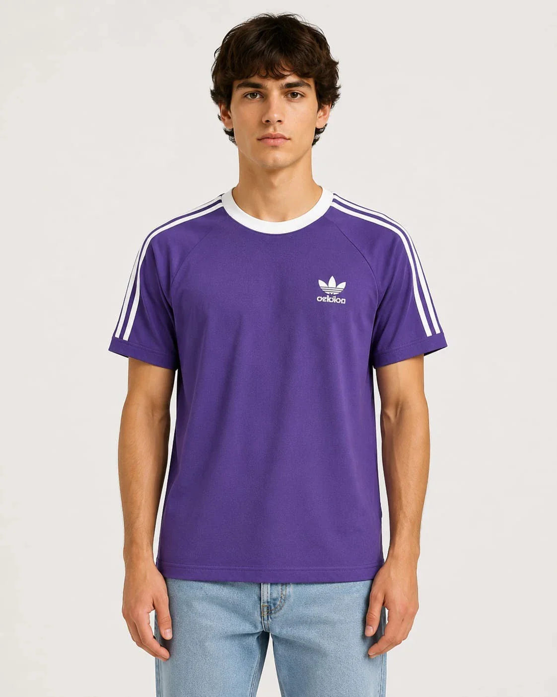 Adidas Originals Men's Trefoil 3 Striped T-Shirt Shirt S-XXL PURPLE