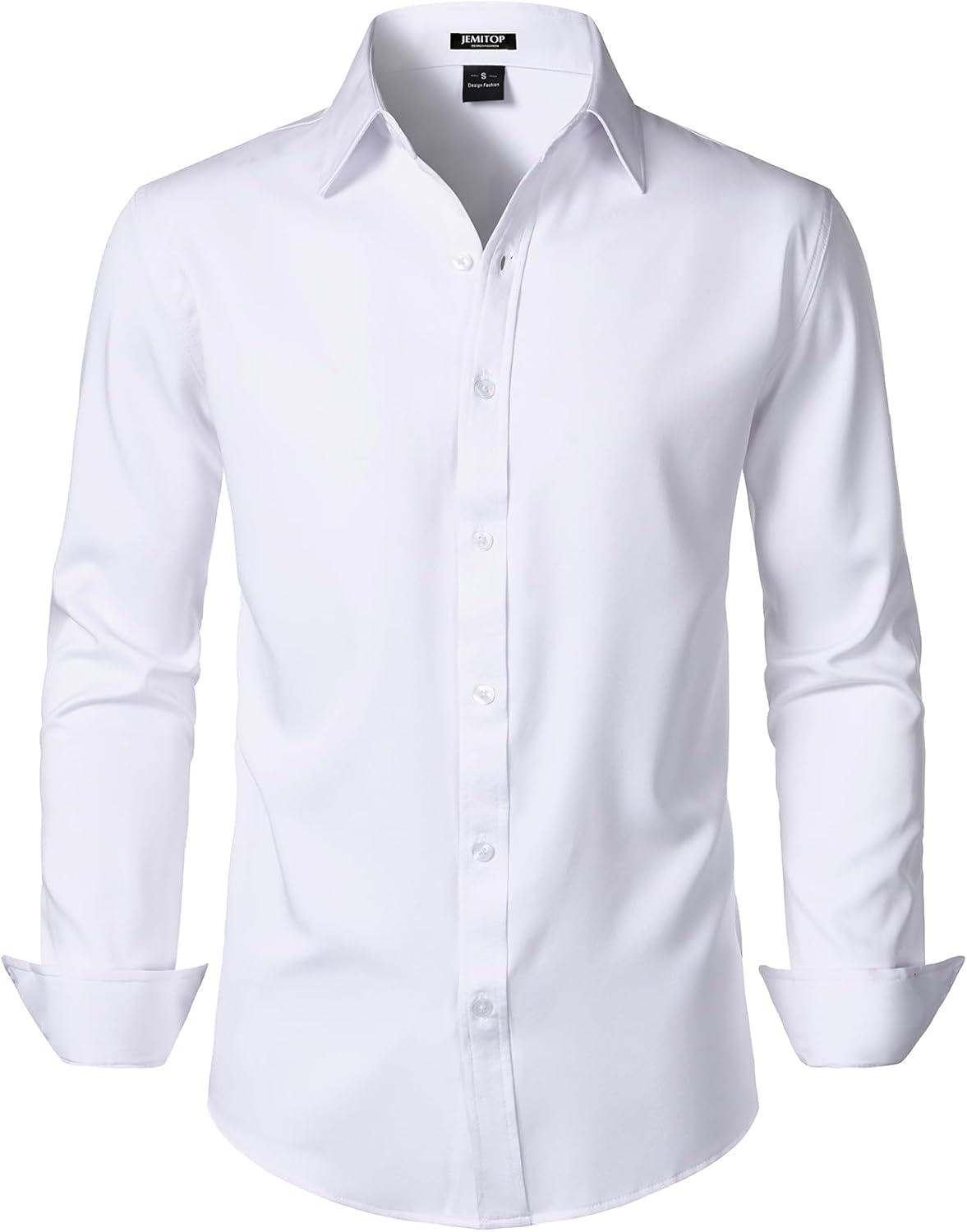 Men's Stretch Wrinkle-Free Soft Slim Fit Dress Shirts Long Sleeve Formal Wedding Business Casual Button Down Shirt