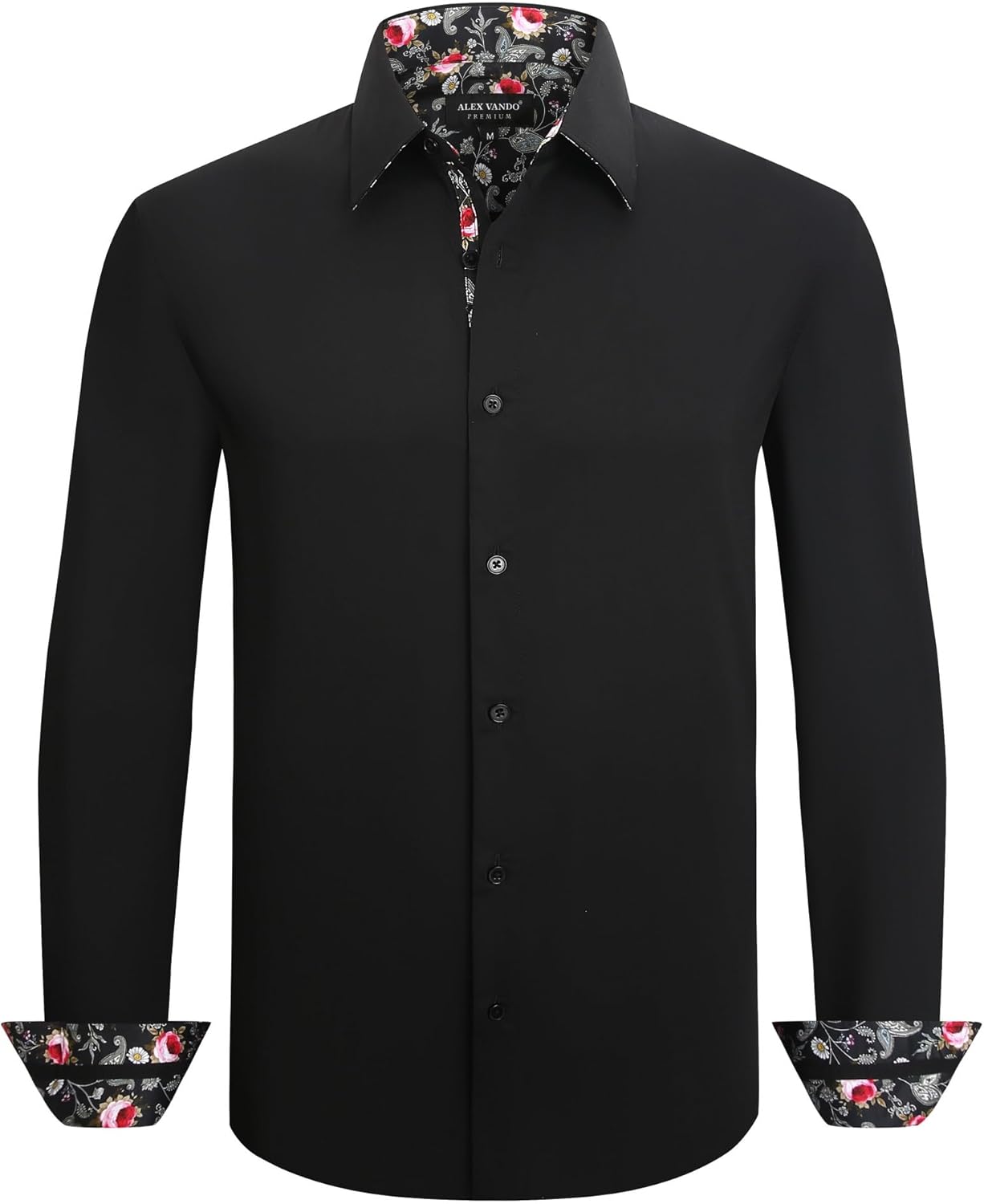 Men’s Cotton Stretch Dress Shirt Regular Fit Fashion Paisley Contrast Button Down Shirts