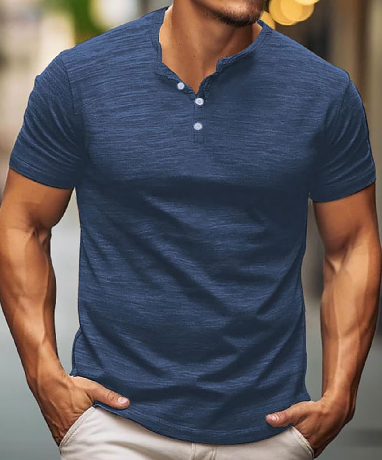 Men's Casual Henley Shirt Moisture Wicking Performance Polo Shirt Beach Hippie T-Shirts Short Sleeve Casual Basic Tee