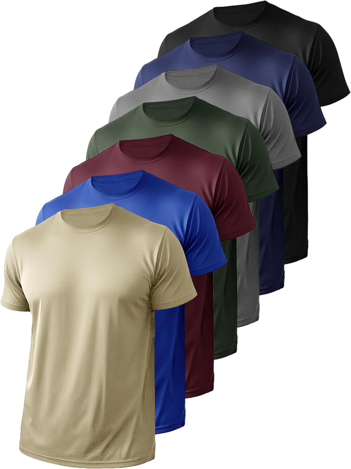 7/8 Pack Mens Short Sleeve Shirts Quick Dry Moisture Wicking Athletic Running Gym Workout Casual Basic Tee Shirt