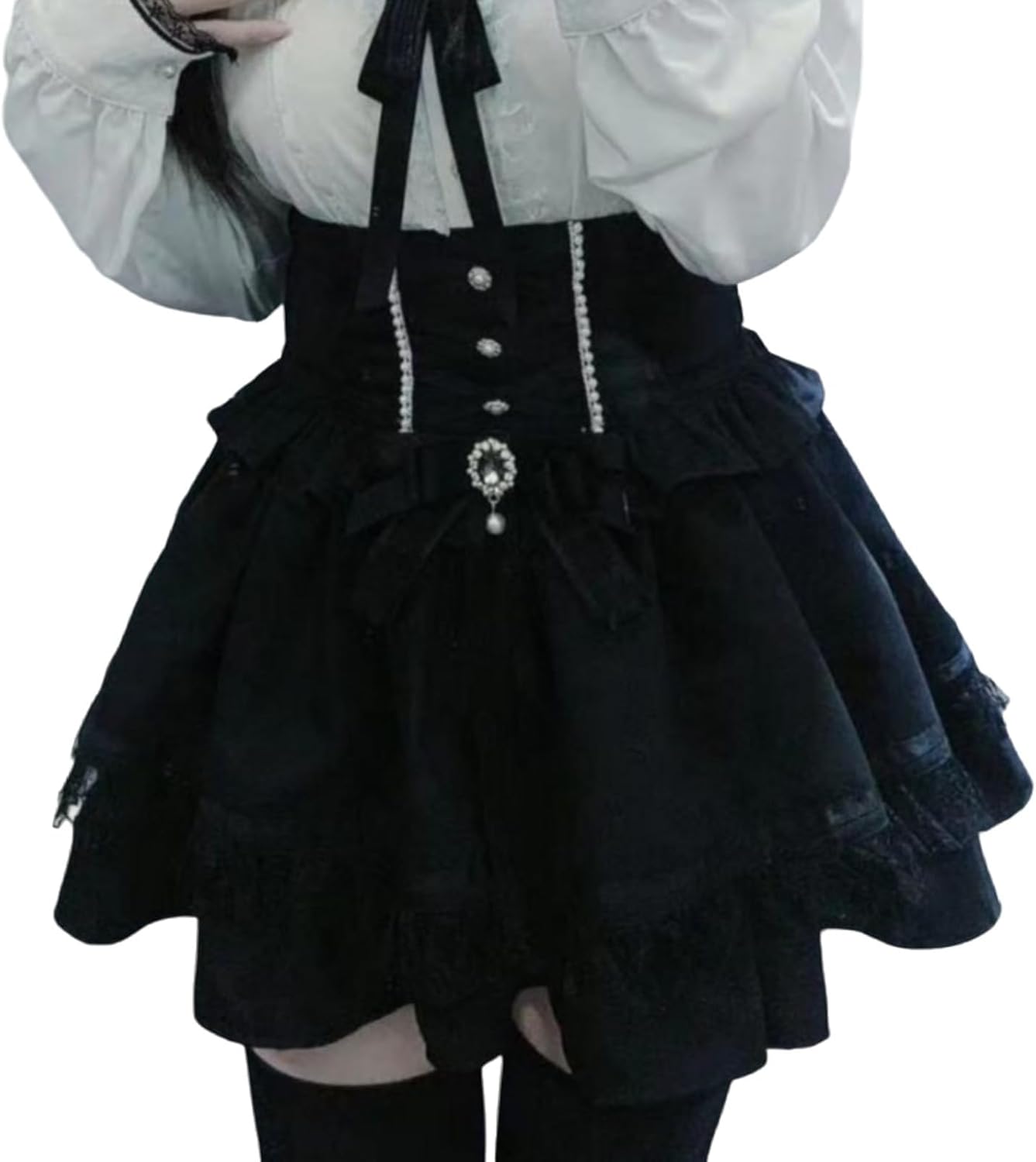 Lolita Shirts Jirai Kei Fashion Kawaii Clothing Cutecore Shirts Women Lace Mesh Sheer Long Sleeve Blouse Gothic