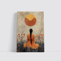 Woman in Orange Dress Poppy Field Sun