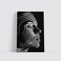 Woman Face Striped Shadow Black White