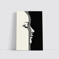 Woman Face Profile Black White Geometric Art