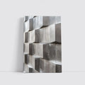 Brushed Metal Cube Grid Abstract Silver Wall