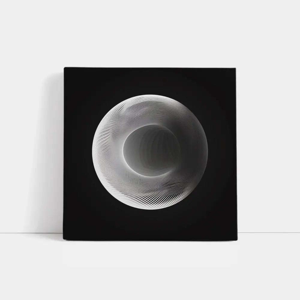 White Geometric Torus Form Black Background
