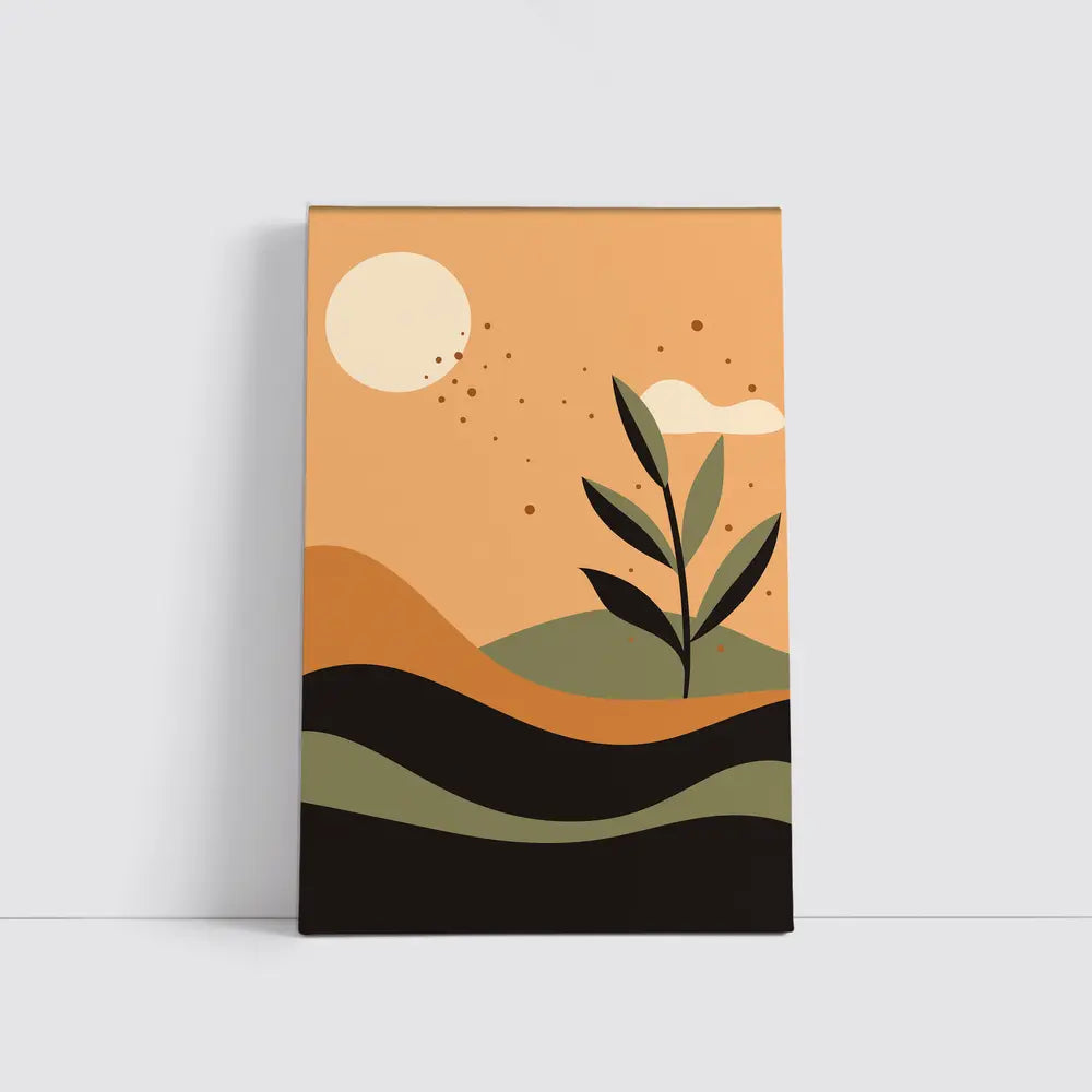 Boho Desert Plant Minimalist Terracotta Landscape Art