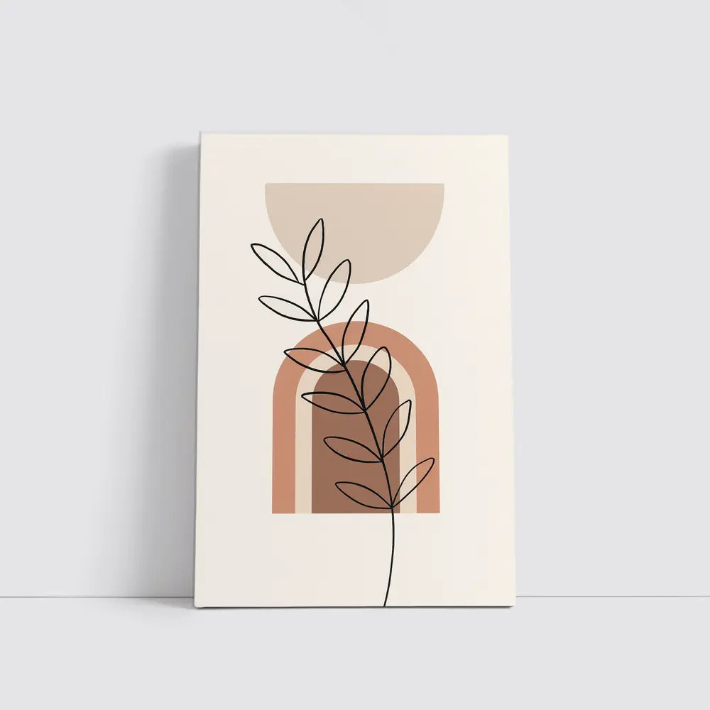 Boho Line Art Leaf Abstract Terracotta Arch