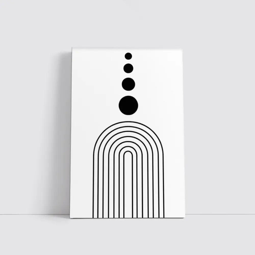 Black White Minimalist Arch Circles Abstract Art