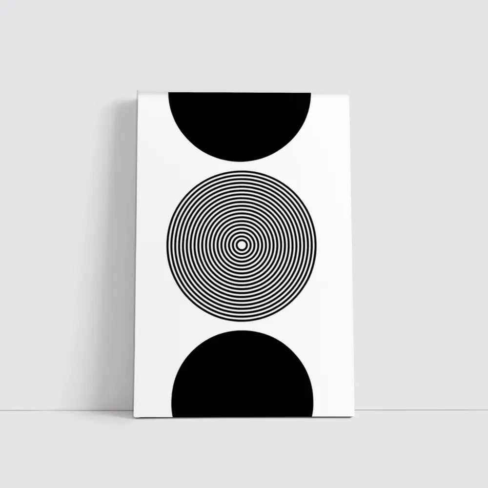 Black White Concentric Circles Minimalist Abstract Art