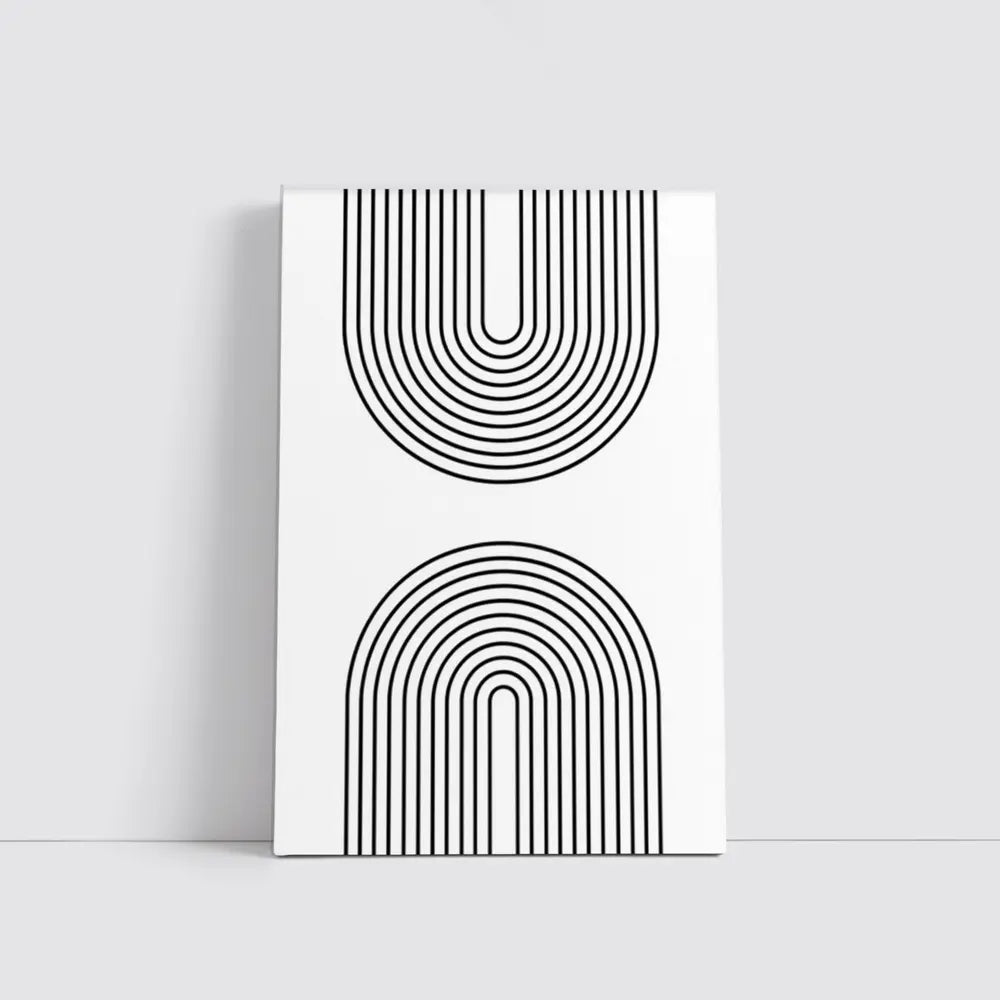 Black White Arch Lines Minimalist Geometric Art