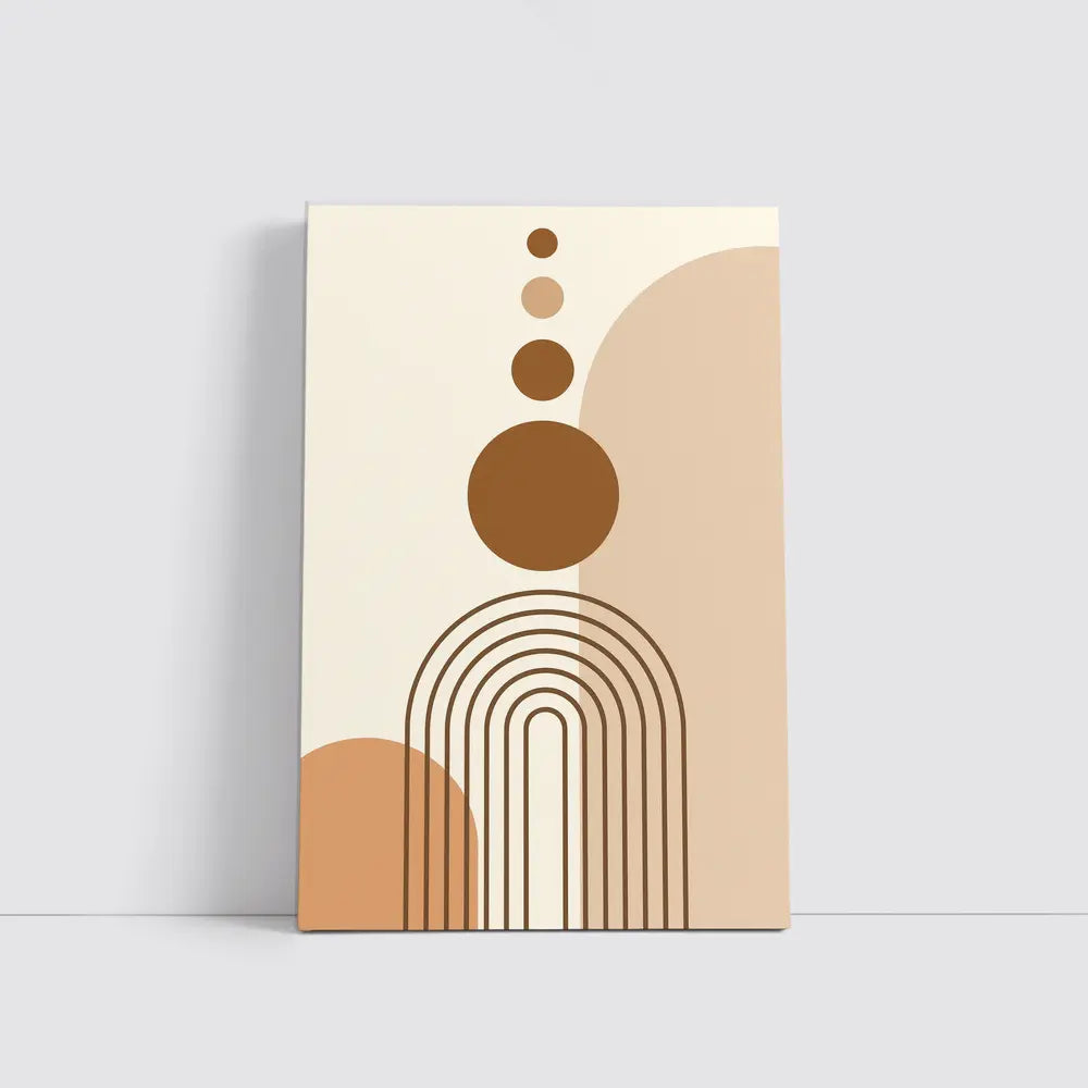 Boho Abstract Geometric Arches Circles Brown Beige