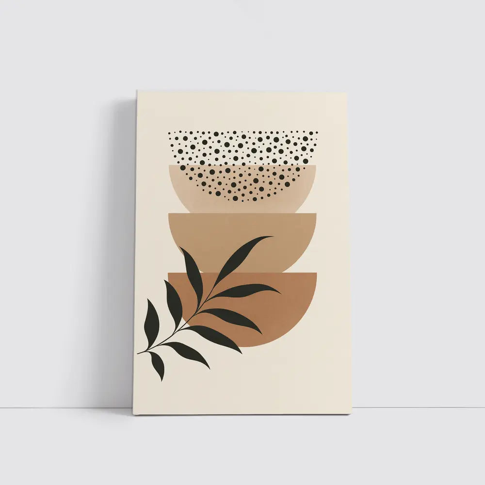 Boho Abstract Geometric Shapes With Leaf