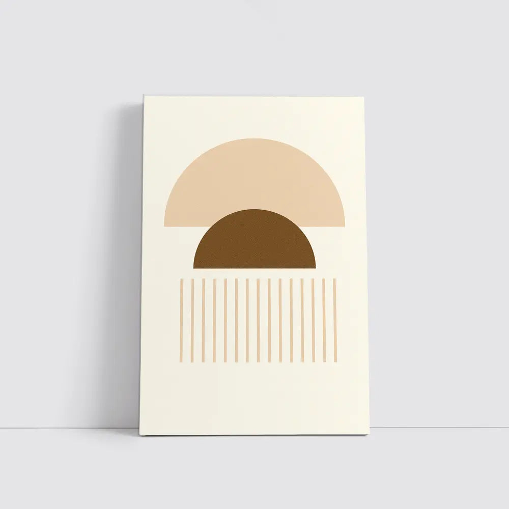 Boho Geometric Semicircles Abstract Beige Brown Art