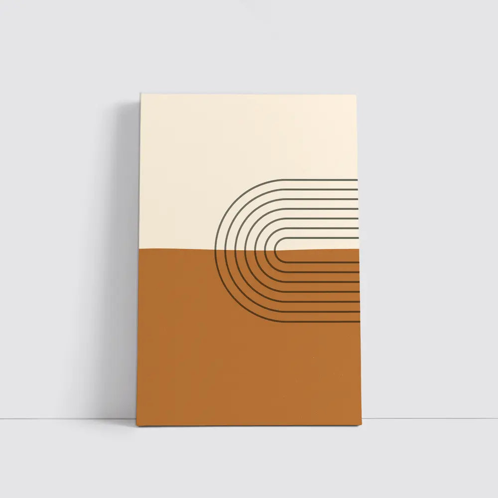 Boho Brown Abstract Arch Lines Geometric Art