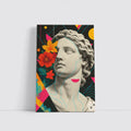 Greek Statue Pop Art Colorful Floral Background