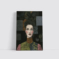 Woman Portrait Collage Mixed Pattern Dark Background