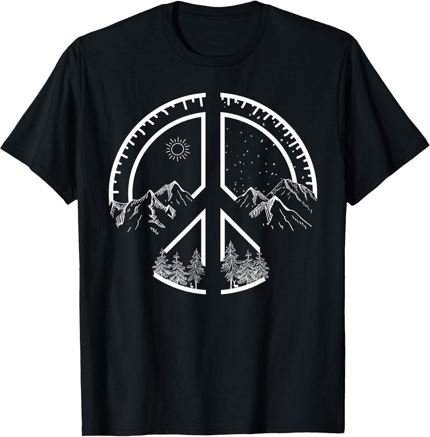 Four Seasons Peace Sign Outdoor Adventure Hippie T-Shirt