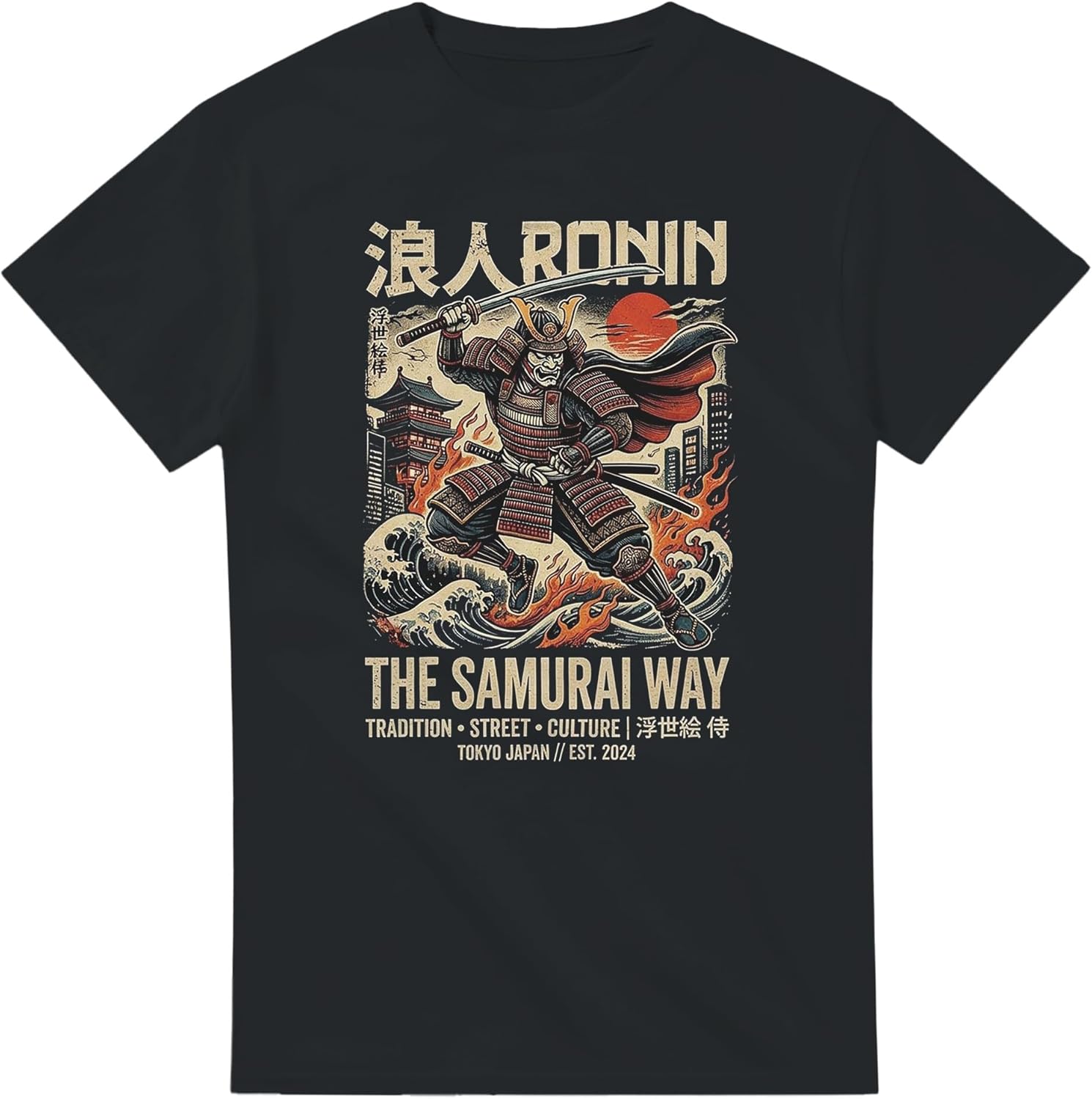 Japanese Samurai T-Shirt – Vintage Ukiyo-e Inspired Warrior Graphic Tee for Men & Women, Japanese Art Shirt