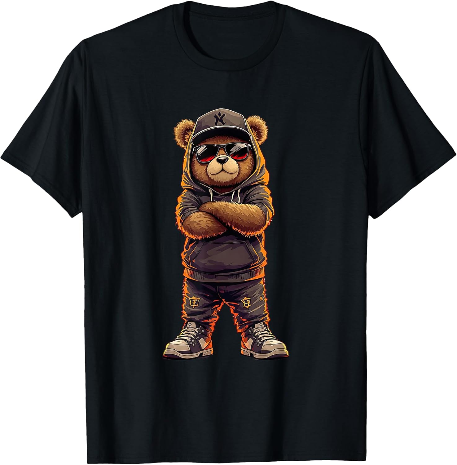 Cool Hip-Hop Teddy Rap Bear Streetwear Summer Design T-Shirt