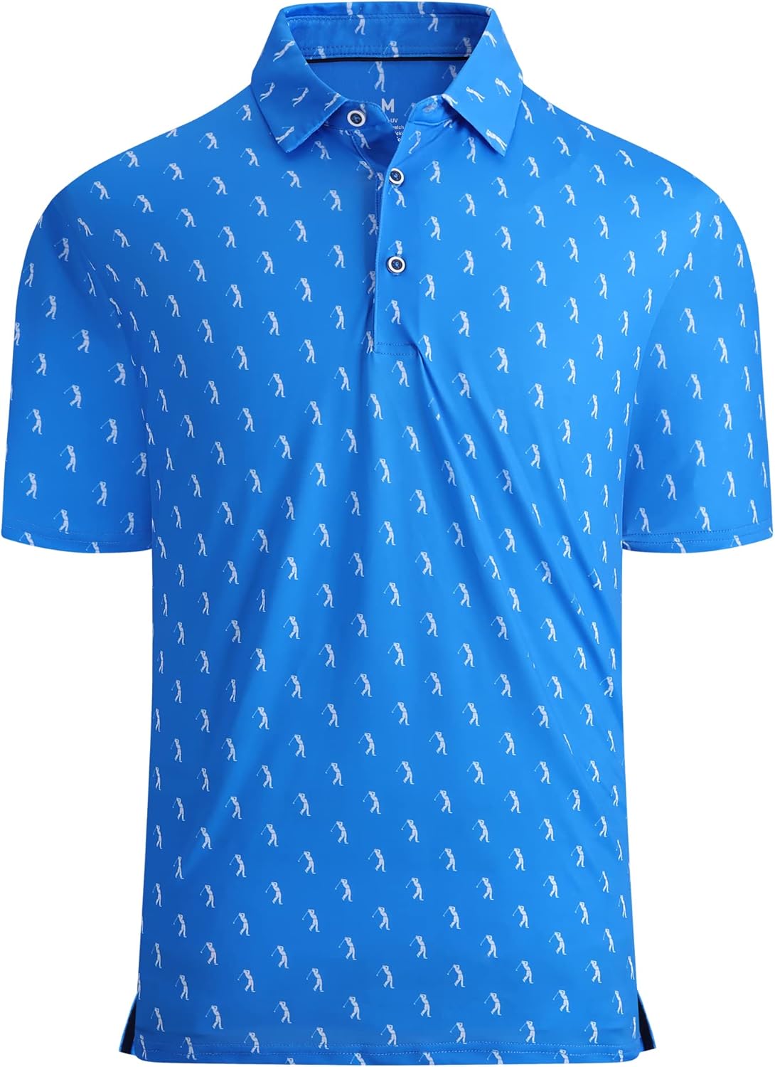 Mens Golf Shirt Moisture Wicking Quick-Dry Print Performance Polo Shirts for Men
