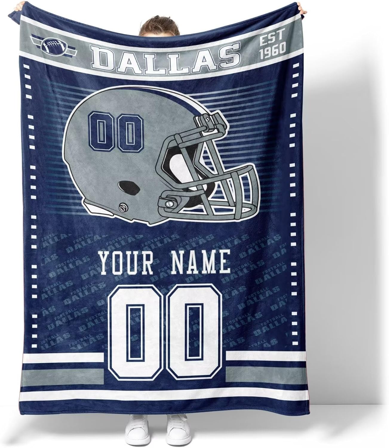 Dallas Throw Blanket for Men Women Boy Personalized Gifts Custom Name and Number