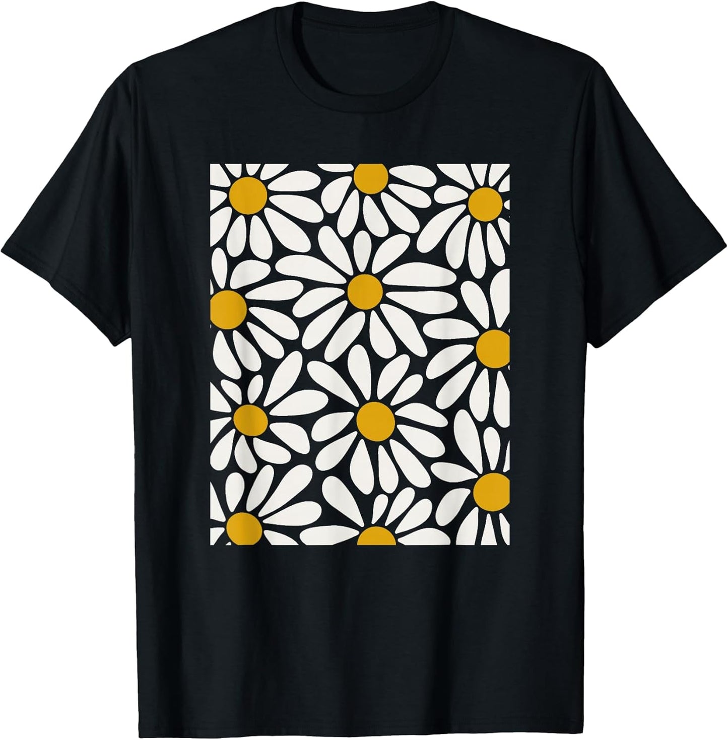 Boho Retro White Daisy Floral Summer Art T-Shirt