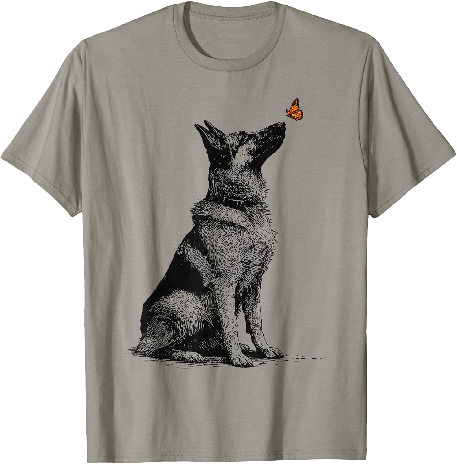 German Shepherd with Butterfly Minimalist Dog Lover Design T-Shirt Unisex T-shirt, Sweatshirt, Hoodie, Long Sleeve Tee