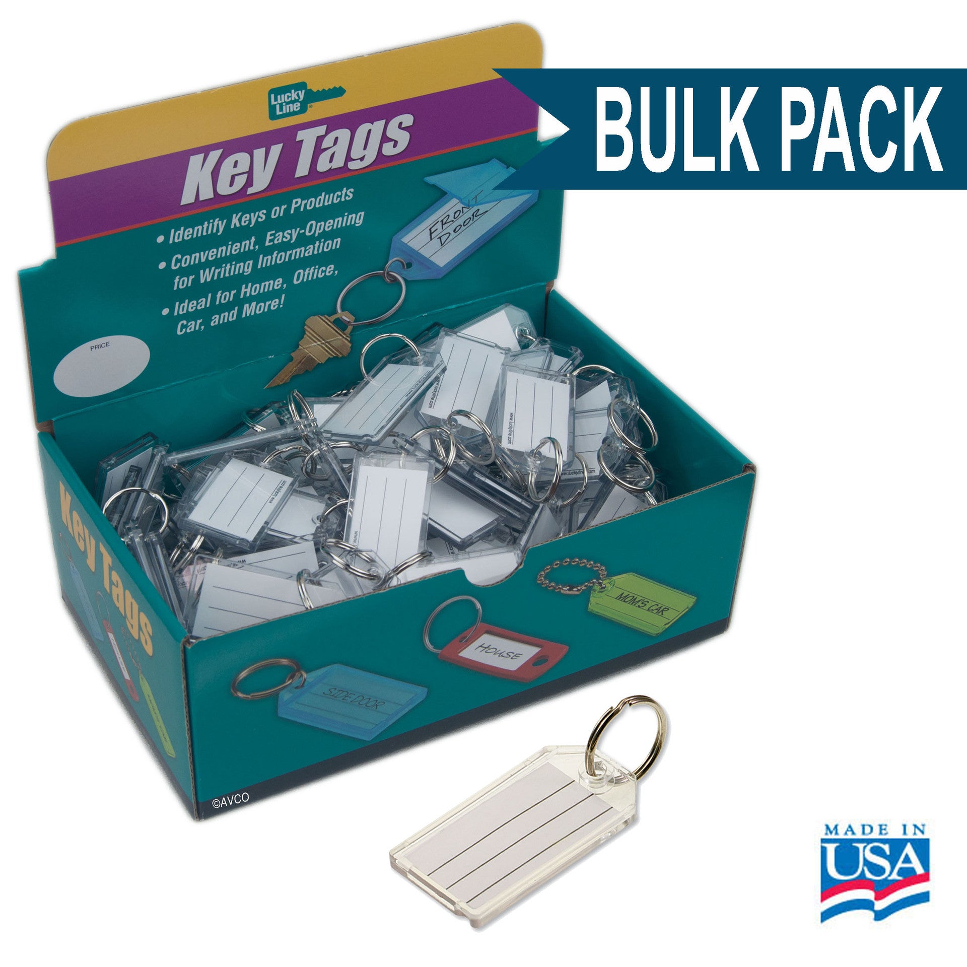 Extra Strength Large Key Tag with Split Ring Bulk Pack of 100