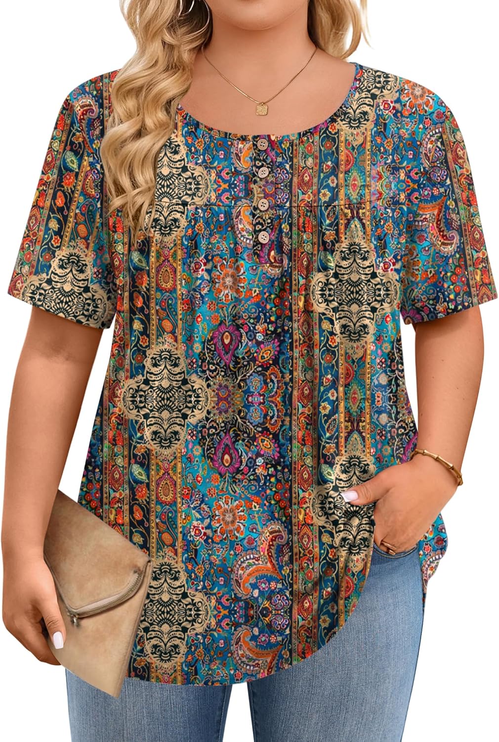 Plus Size Tops for Women Short Sleeve Shirts Dressy Casual Tunics to Wear with Leggings Beach Vacation Clothes