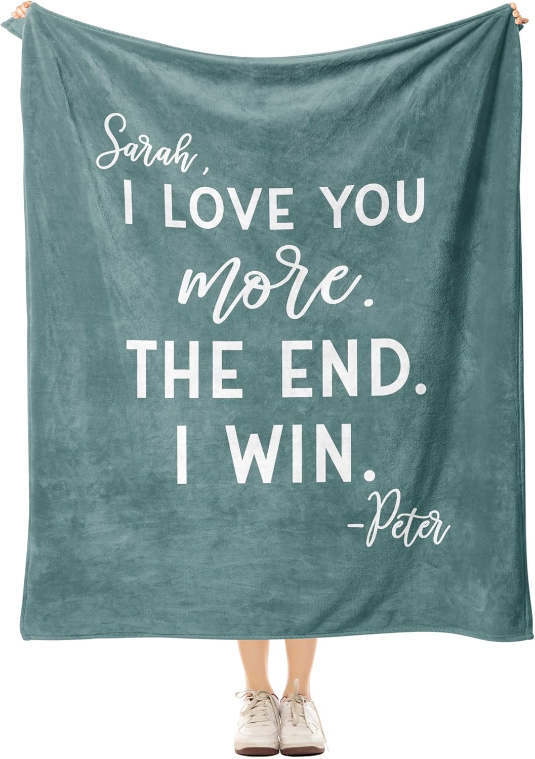 Personalized Love Blanket I Love You More The End I Win” Custom Throw with Names, Soft Fleece, Sherpa or Woven, Gift for Wife, Girlfriend Anniversary, Mom Daughter Gift